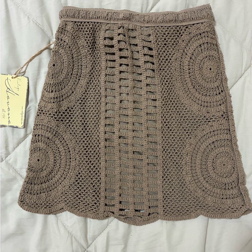 Vintage Havana Taupe Crochet Mini Skirt